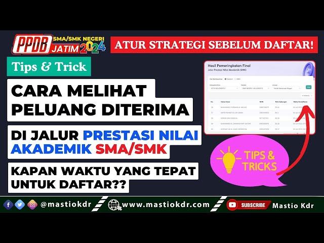 Tips & Cara Melihat Peluang Di DITERIMA Dijalur Prestasi Nilai Akademik SMA/SMK | PPDB Jatim 2024