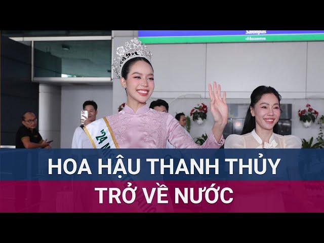 Hoa hậu Quốc tế Huỳnh Thị Thanh Thủy xuất hiện rạng rỡ giữa đám đông huyên náo tại sân bay | VTC Now