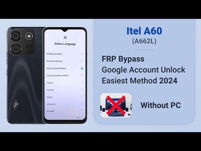 Itel A662L FRP Bypass | Google Account Unlock for Android 12 | Itel A60 Unlock forget PIN or Pattern