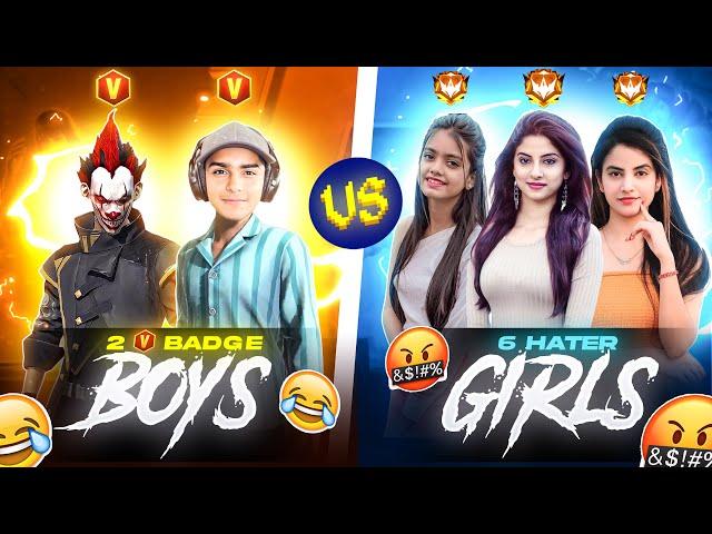 2 Noob V Badge Boys Vs 6 Pro Hater Girls  - Funniest Battle Must Watch !!  - Garena Free Fire