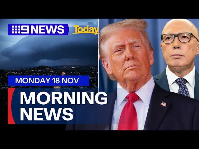 Sydney weather warning; New poll shows voters trust Peter Dutton with Trump | 9 News Australia