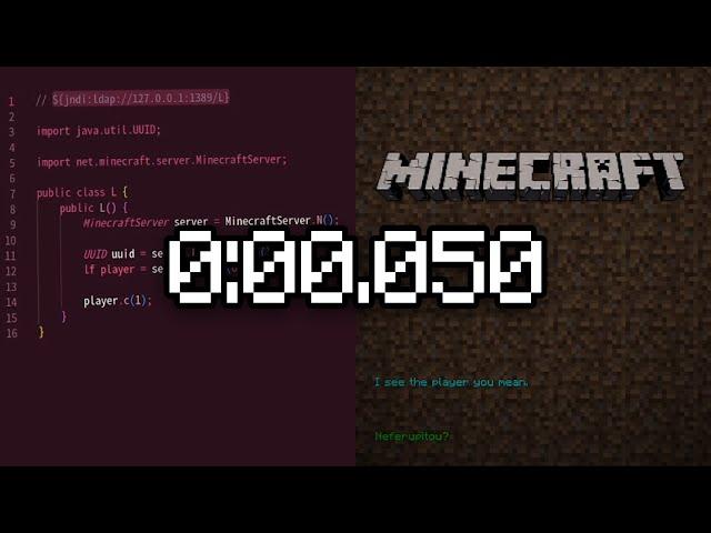 Minecraft Beaten in 0:00.050 Using Log4j Exploit