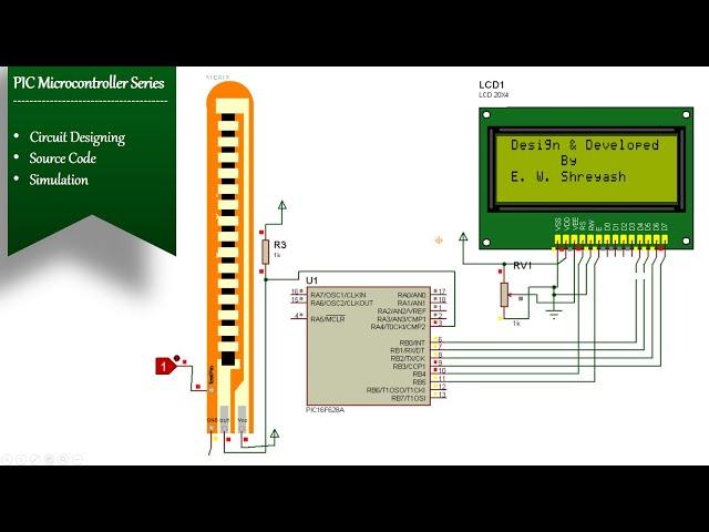 Resistive sensor interfacing with PIC16F628A | simulation | Flex sensor