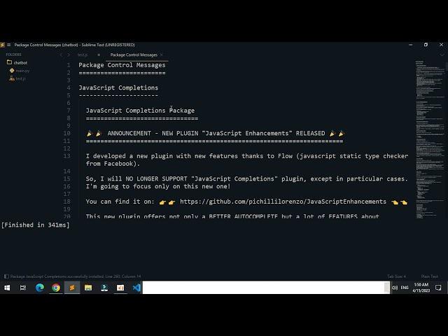 install JavaScript autocomplete for Sublime Text