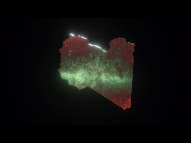 3d abstract light map of Libya background video / animation / green screen / country map / 2021