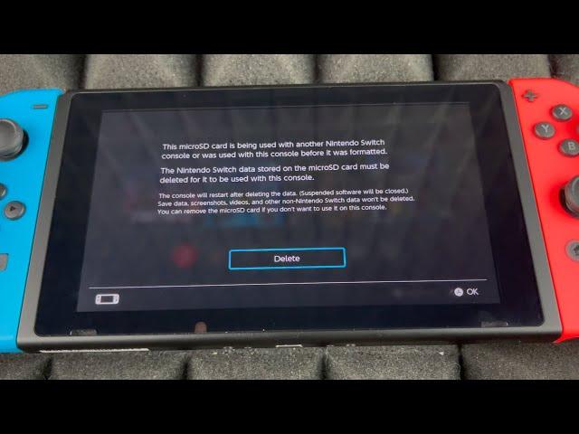 This microSD card is being used with another Nintendo Switch console or was used with this console..