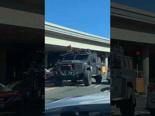 Los Angeles County Sheriff armored vehicle responding to a shooting.