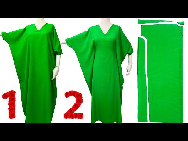 FITS EVERY SIZE ! VERY EASY ! NO PATTERN ! 2 in 1 Kaftan Dress Cutting & Sewing