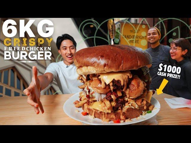 Singapore's Largest Fried Chicken Burger Challenge! | $1000 CASH PRIZE! | Hidden Gem at Kampong Glam