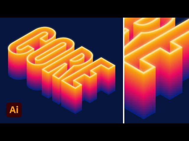 Colourful 3D Isometric Text Effect Illustrator Tutorial