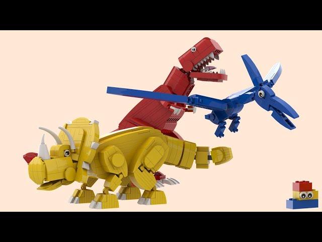 LEGO Dinosaurs: "Toy" Triceratops, Pteranodon, and T-Rex Showcase (plus Pteranodon Tutorial)