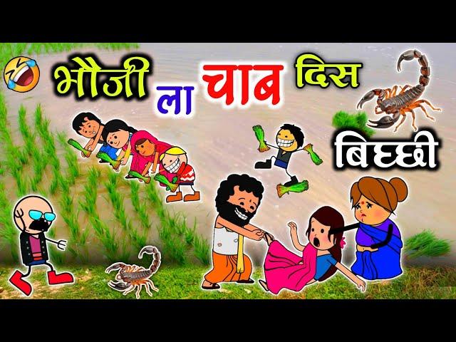 रोपा लगाई मे चाब दिस भौजी ला बिच्छी  ‼️ ropa lagae ke lafda  ‼️part 3 ‼️cg comedy cartoon video