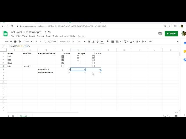 how to create a google spreadsheet to check participants into ZOOM