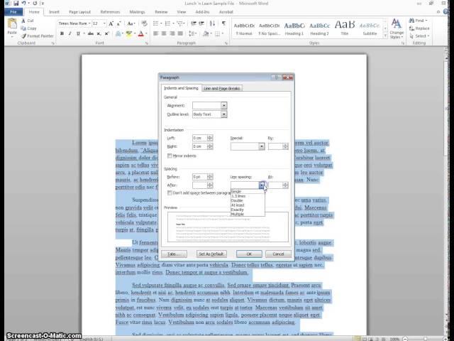 Adjusting Line Spacing in Word 2010 (Windows)