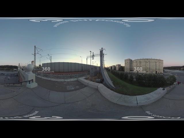 360 VR Moscow view with river and Pushkinsky Bridge, Russia