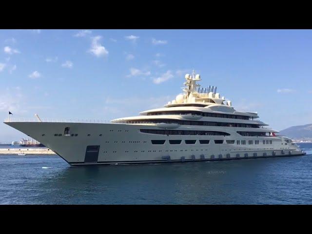 Worlds largest yacht (by volume) Dilbar inaugural call at Gibraltar U.K