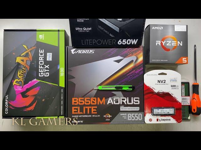 AMD Ryzen 5 5600G GIGABYTE B550M AORUS ELITE COLORFUL GTX1630 Budget Gaming PC Build Benchmark