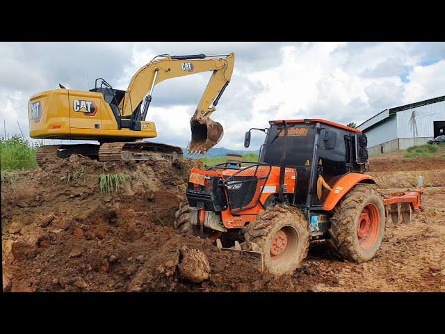 อัดพลังเต็มที่  รถไถ KUBOTA M108S ดันดินเหนียว ซ่อมถนนหน้างานหลังฝนตก ของไม่แรงจริงผ่านยาก 