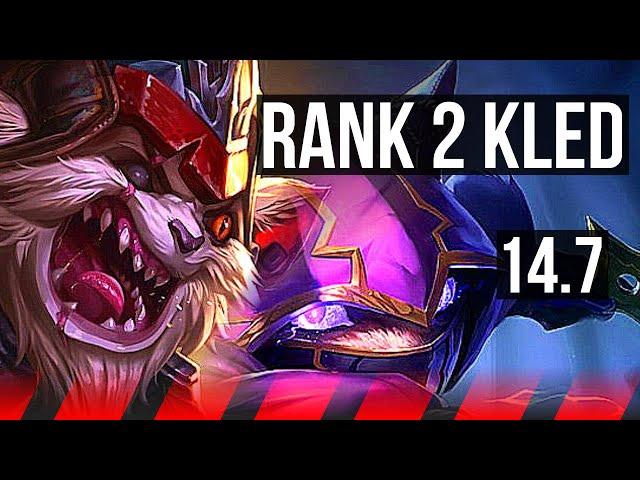 KLED vs KENNEN (TOP) | Rank 2 Kled, 15/2/9, 700+ games, Legendary | NA Challenger | 14.7