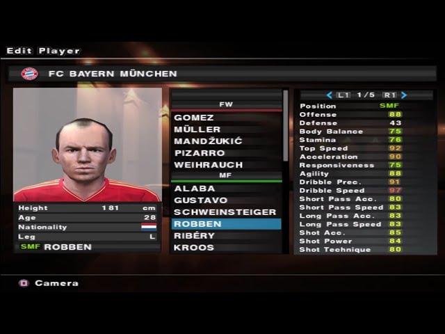 PES 2013 - Bayern de Munique - Stats - PS2