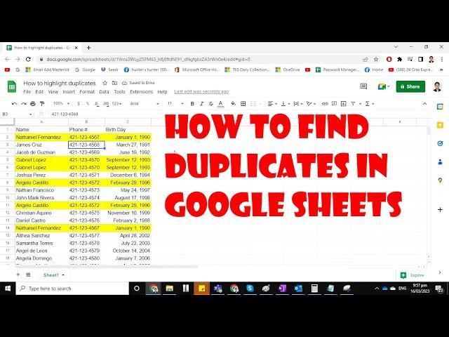 How to find duplicates in Google Sheets