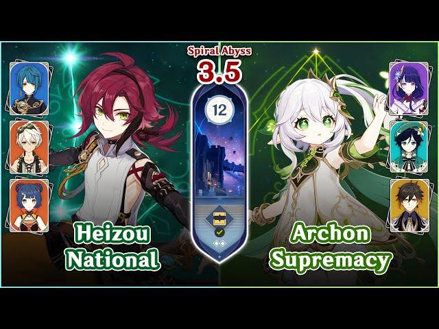 【Genshin Impact】Spiral Abyss 3.5 Floor 12 - Heizou National & Archon Supremacy | Full Stars⭐