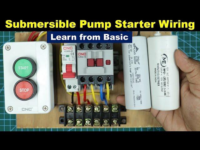 Wiring of Single Phase Submersible Pump Starter by using Two Capacitor @TheElectricalGuy