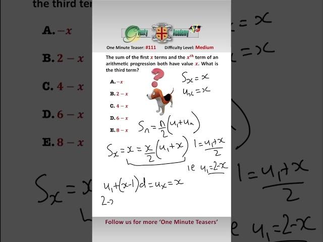 Can You Solve this Arithmetic Progression Teaser? #mathsshorts #arithmeticprogression