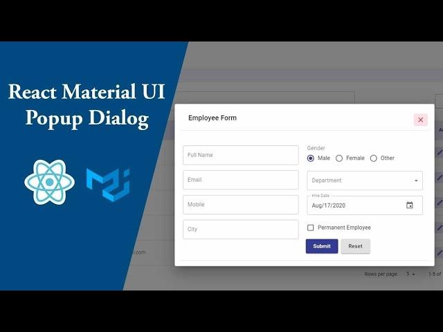 how to create a form in React Material UI