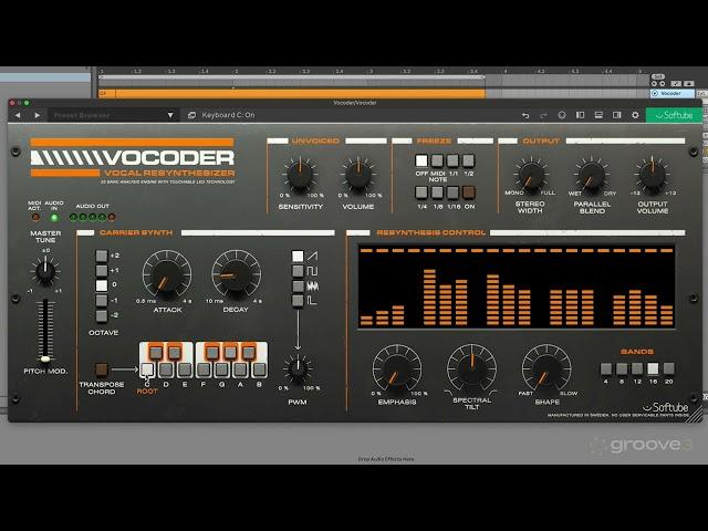 Softube Vocoder's Carrier Synth & Resynthesis Controls