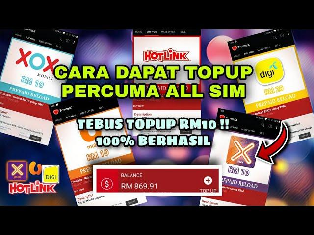 TOPUP PERCUMA 2021 !! CARA DAPAT TOPUP FREE RM10 - ALL SIM