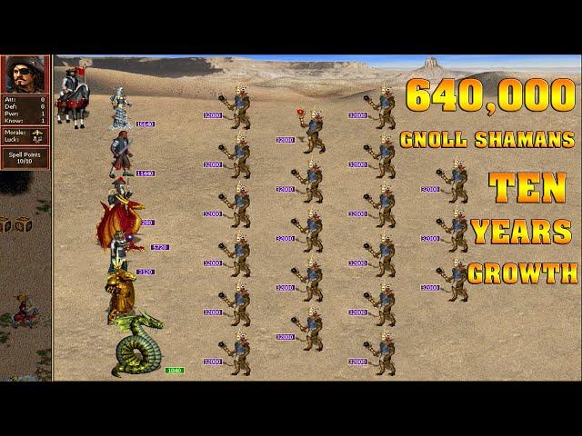 Heroes 3 COMBAT Ten years growth Cove vs 640000 Gnoll Shamans