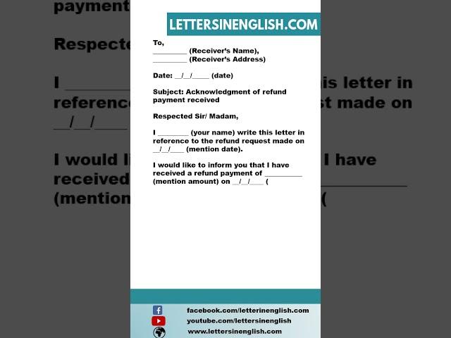 Acknowledgment Letter for Refund Payment