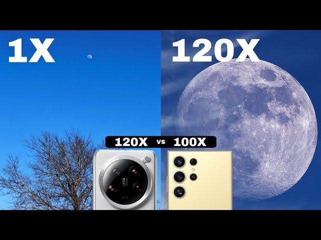 Xiaomi 14 Ultra vs Samsung S24 Ultra Live Moon Zoom Comparison