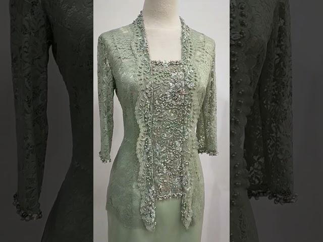 Kebaya Kutubaru Sage Green payet minimalis