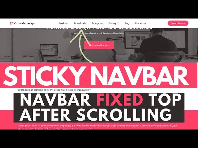 Bootstrap5 Sticky Navbar Fixed Top After Scrolling using html css jquery