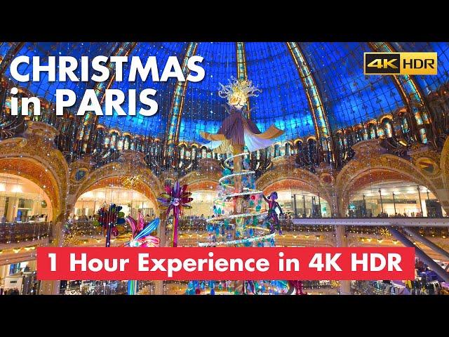 Paris France  Christmas Walk Tour 4K HDR