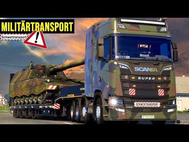 ETS2 Militärtransport: 55 Tonnen Panzerhaubitze 2000 I Rheinland Map [2888] EURO TRUCK SIMULATOR 2