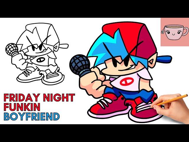 How To Draw Friday Night Funkin Boyfriend  | FNF BF | Easy Step By Step Drawing Tutorial