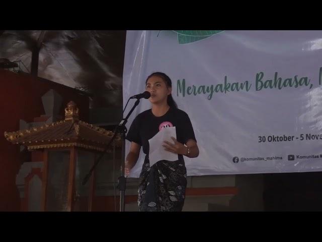 Juara 1 Lomba Baca Puisi- AKU Chairil Anwar Tingkat SMP se-Bali Komunitas Mahima Singaraja