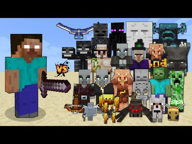 HEROBRINE vs All Mobs in Minecraft