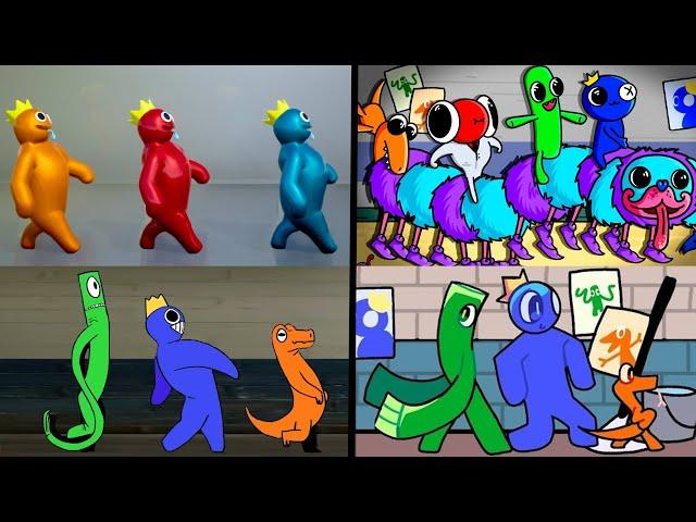 Family Rainbow Friends Walk Genius All Versions