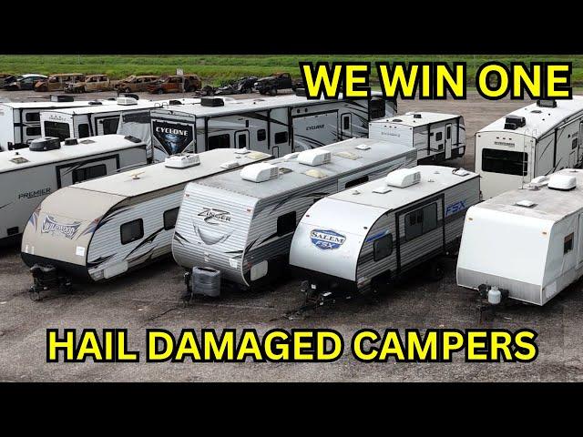 MIKE CHECKS OUT HAIL DAMAGED CAMPERS ENDS UP WINNING ONE