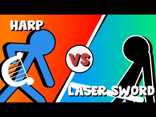 Supreme Duelist Stickman Animation: Harp vs Laser Sword