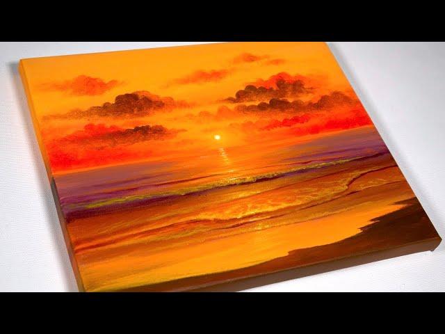 Sunset Beach Painting | Ocean Painting | Sunset Painting