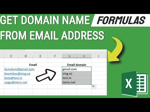 Get Domain Name from email Address | RIGHT, LEN, FIND Function