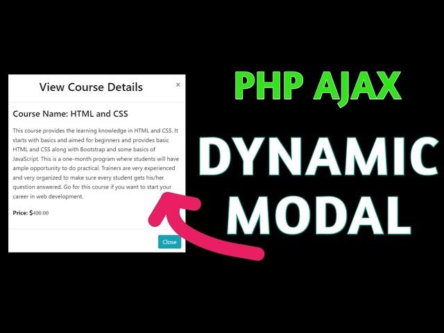 Display Dynamic Data in a Bootstrap Modal using PHP & Ajax