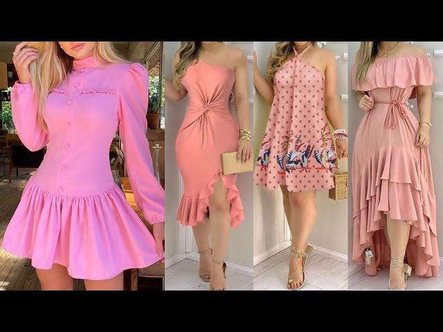 VESTIDOS HERMOSOS EN COLOR ROSA DE MODA Y TENDENCIA 2021/2022/ VESTIDOS SOFISTICADOS COLOR ROSA!