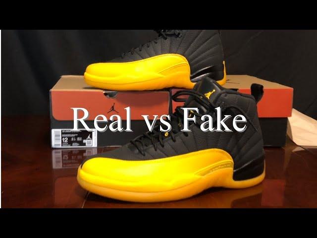 Air Jordan 12 University Gold/black and yellow Real vs Fake review and UV light test