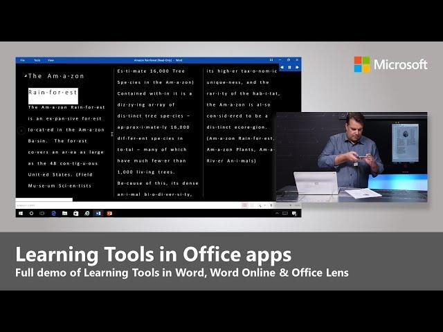 Microsoft Learning Tools in Office Lens, Word Desktop and Word Online